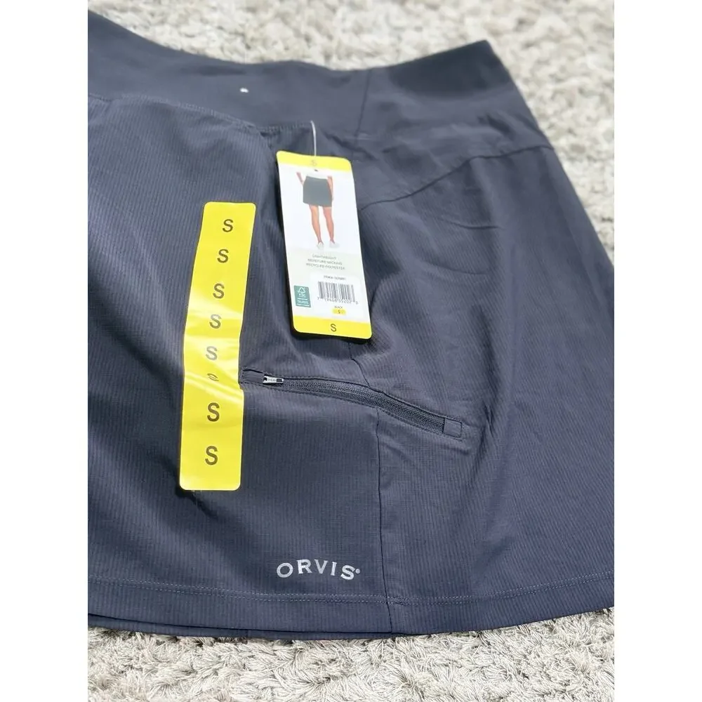 NWT Orvis Womens Black Lightweight Moisture Wicking Athletic Skort Golf Tennis S